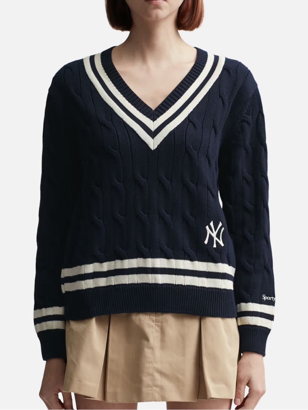 Sporty & Rich - x Yankees Cable-Knit Cotton Sweater